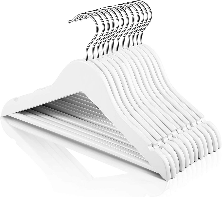 32CM White Wooden Baby Hanger Kids Wood Hangers Premium Coat Hanger with Rotatable Hook & Notches