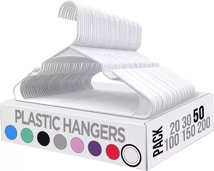 Modern Double Side Thickened Flexible Durable Plastic Hangers with Non-slip Slots in Black and White